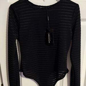 PrettyLittleThing Black Sheer Stripe Knit Top 💥 Closet Clearout – Send Offers 💥